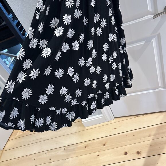 J. Jill Ruffled-Hem Daisy-Print Black White Dress Size XS - Picture 4 of 4